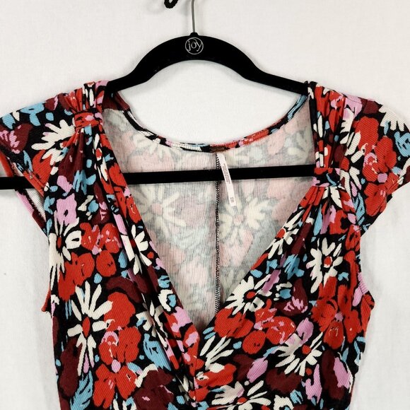 Free People Fit and Flare Dress Size XS Key to Your Heart Floral Mini Ribbed - Picture 14 of 15